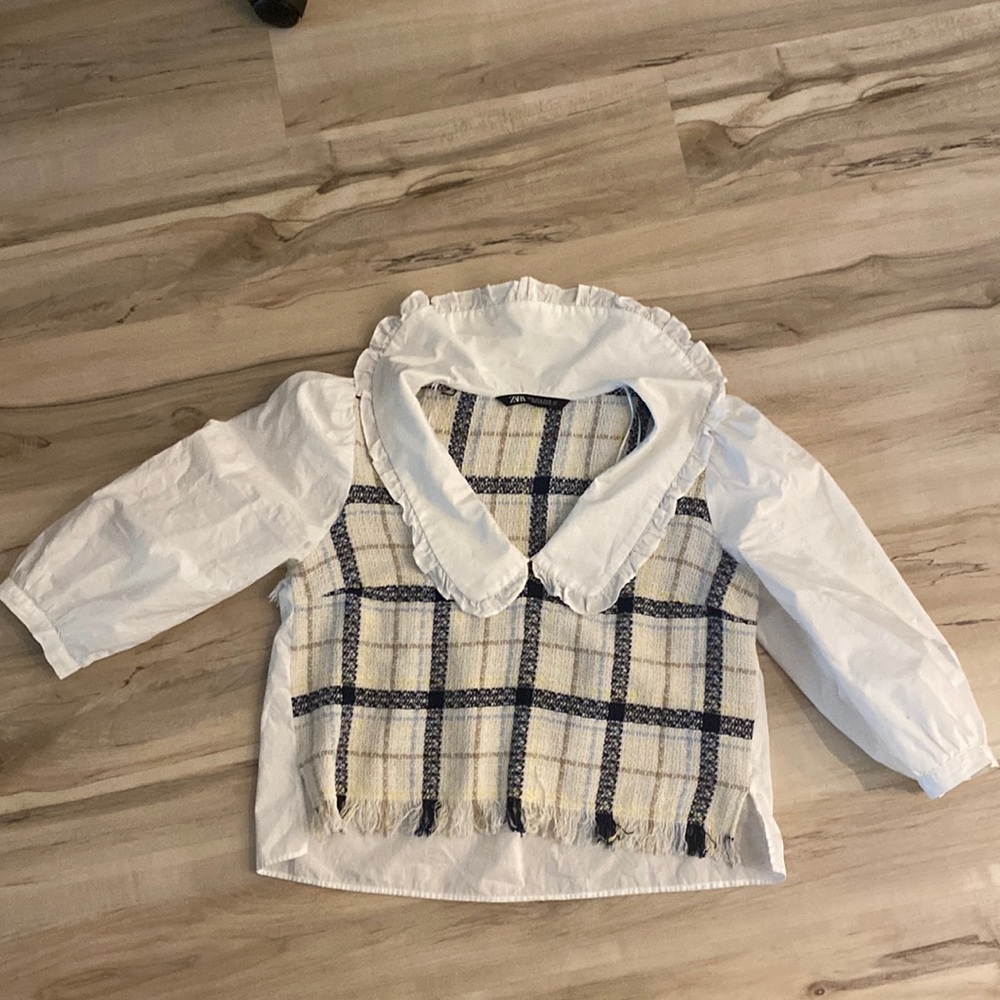 ZARA - Poplin shirt Peter Pan Collar Tweet